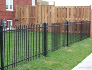 decorative royal traditional style iron fence with wood fence