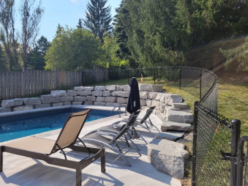 black chain link pool fence