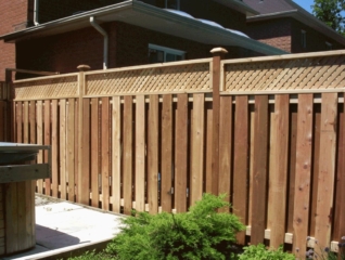 Wood fence with lattice